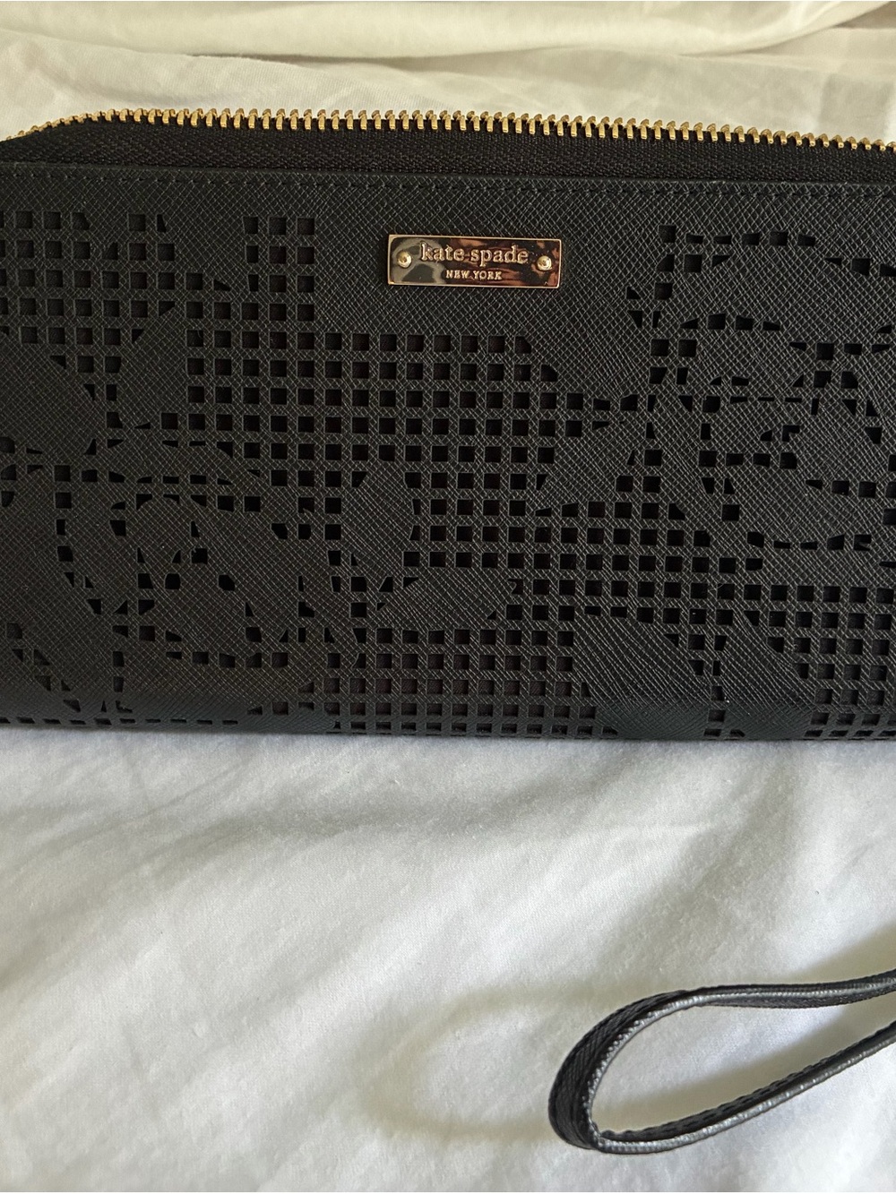 kate spade Black Floral Wristlet